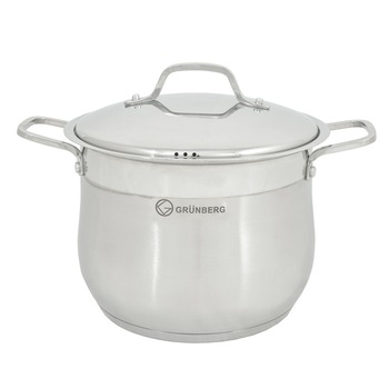 Oala Profesionala din inox cu capac, 16L, Grunberg , Alba